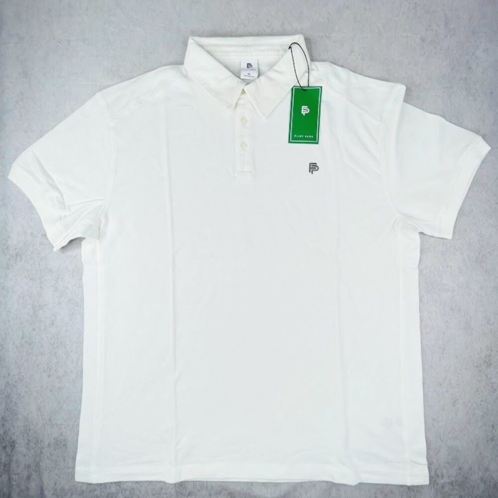 Flint Park Polo Mens XL White Short Sleeve Lightweight Golf Tennis Activewear